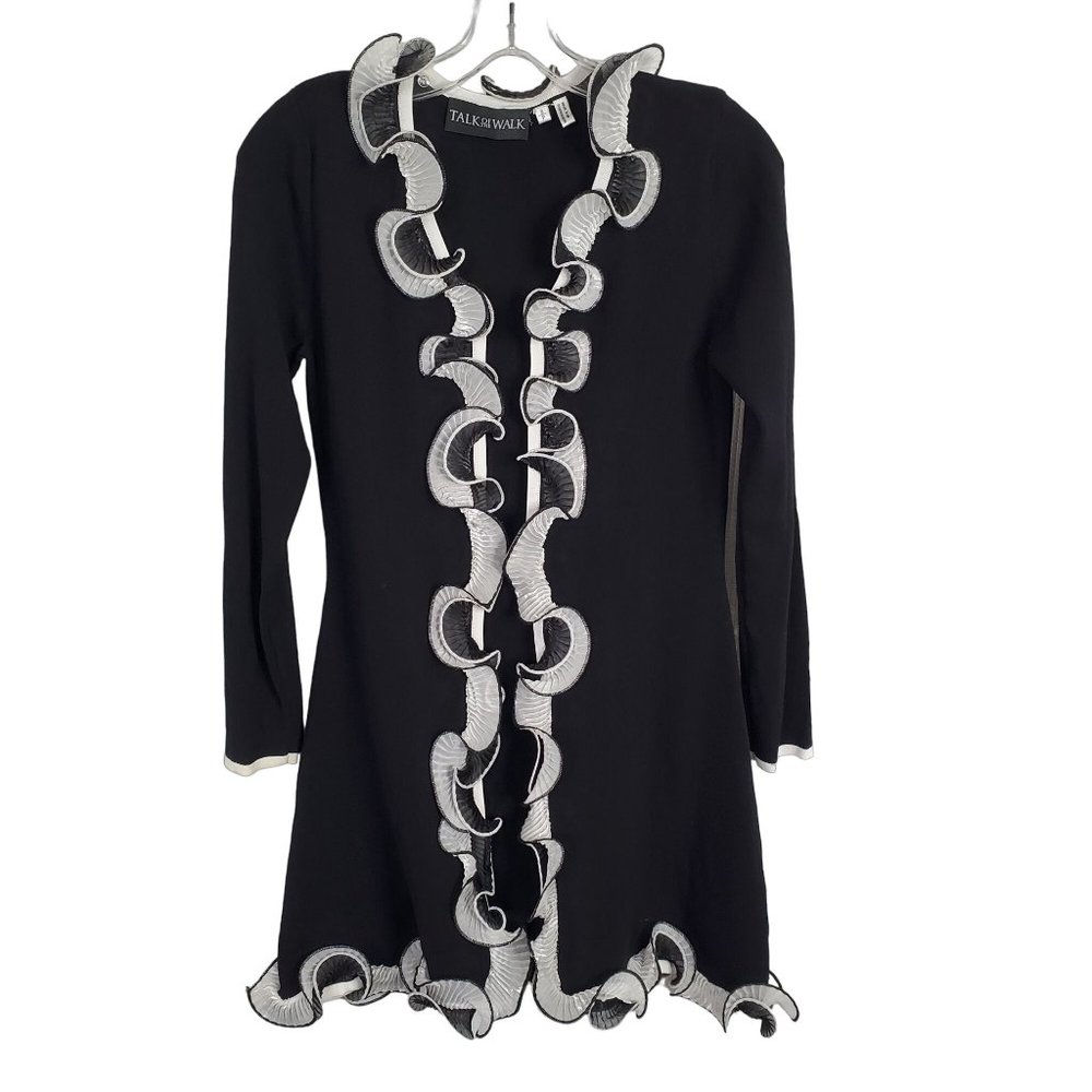 Talk of the Walk Boutique Size S Jacket Light Knit Ruffle Frilly Flyaway Duster - Picture 2 of 12